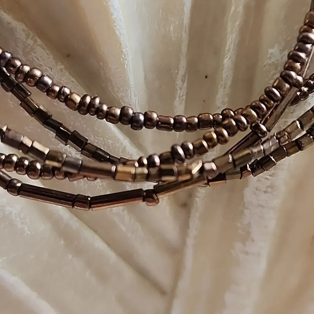 Vintage Copper Tone 4 Strand Choker Style Necklace